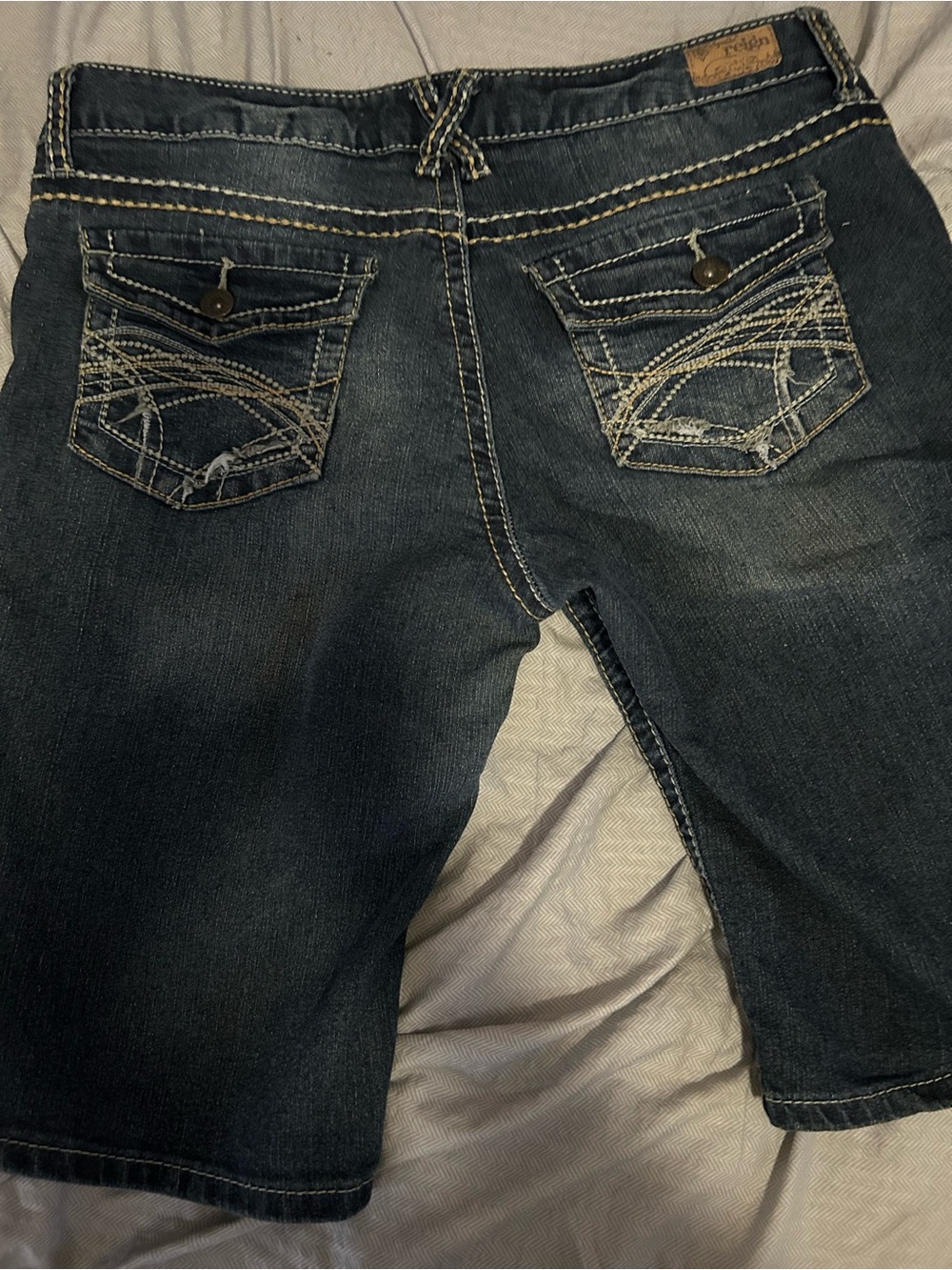 Reign Women’s Dark Blue Boyfriend Denim Bermuda Shorts